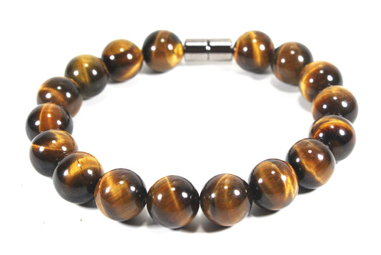 Tiger Eye Bracelet - AAA Grade Tiger Eye - Mens Bracelet - Womens Bracelet - Large Beaded Bracelet - Tiger Eye Jewelry