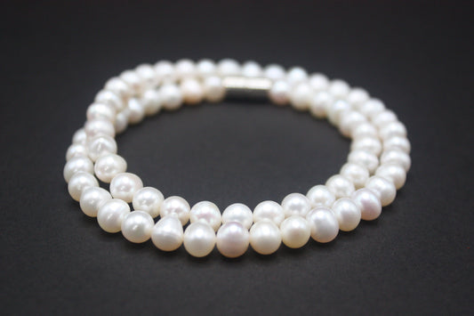 Freshwater Pearl Necklace for Men/Women, 8mm Natural Pearl Neckless, Easy Off Magnetic Clasp, Gift for Her, Gift for Him