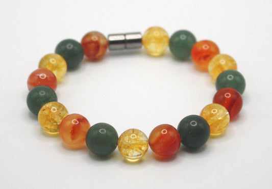 Gemstone Bracelet for Men/Women Citrine Carnelian Aventurine Crystal Bead Bracelet with Magnet Clasp